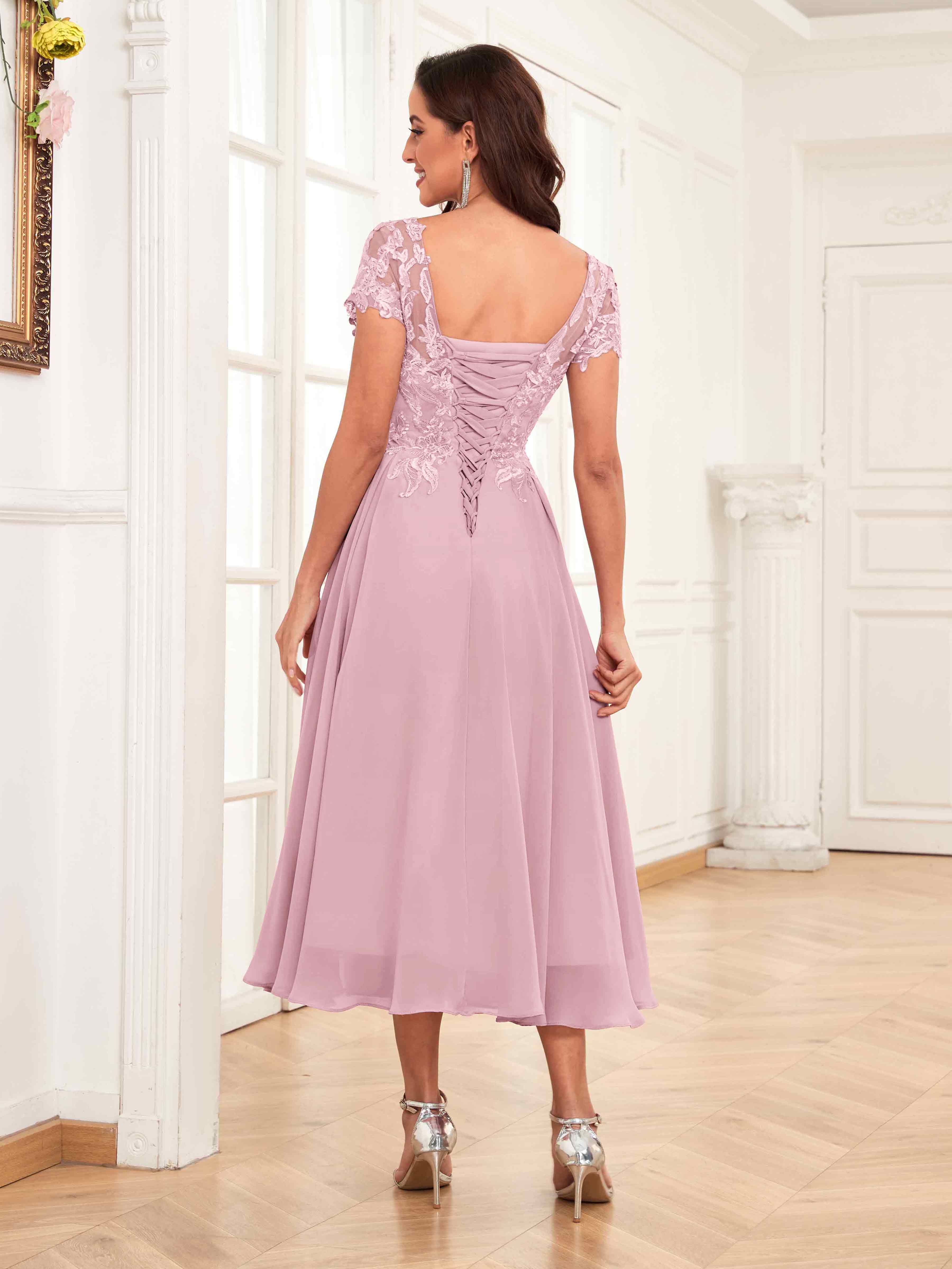 Pink lace mother of the bride dress online