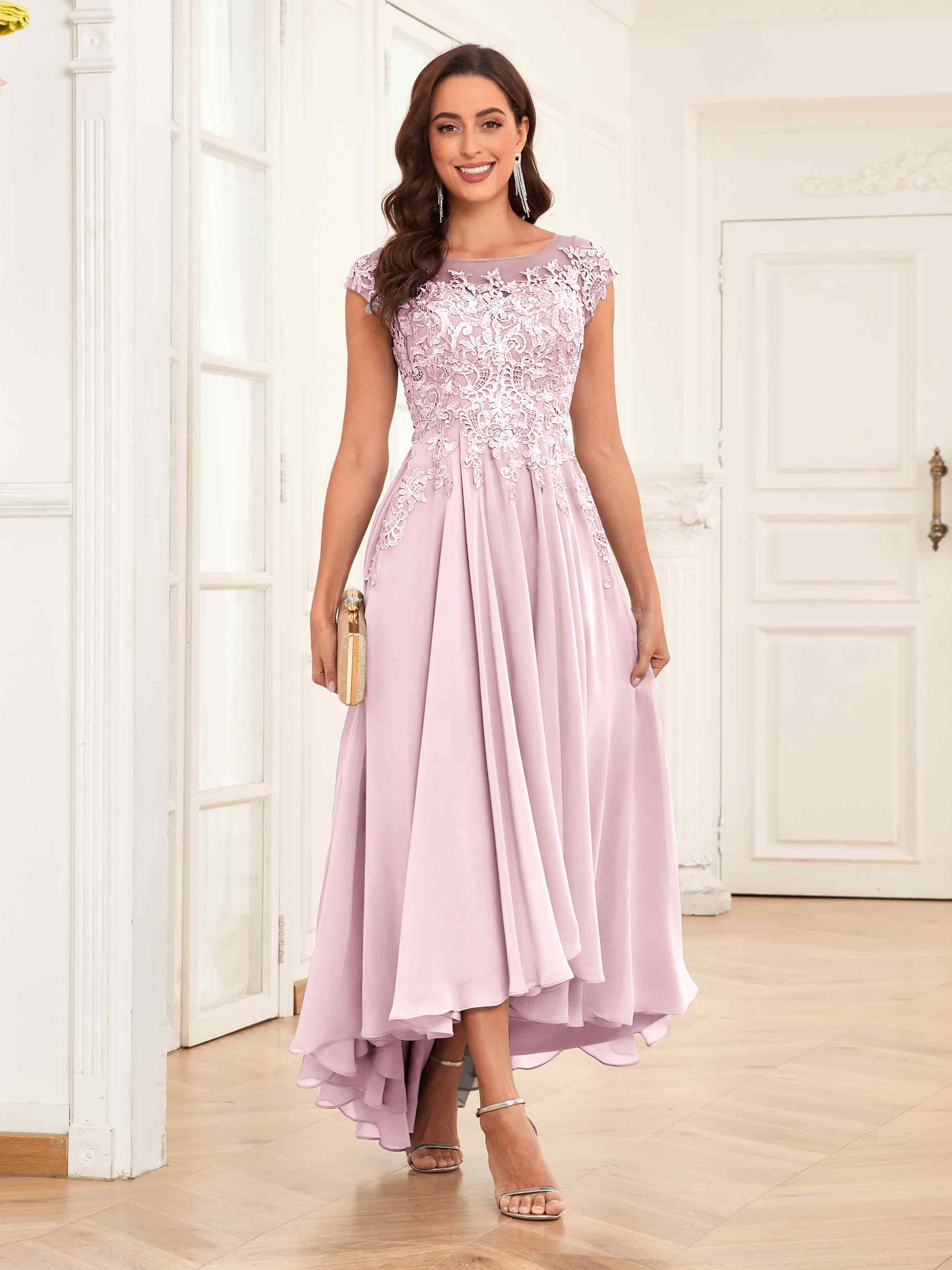 Elegant Mother Of The Bride Dresses Exquisite Illusion Pockets High Low Chiffon Mother Of The Bride Elegant Mother Of The Bride Dresses Exquisite Illusion Pockets High Low Chiffon Mother Of The Bride