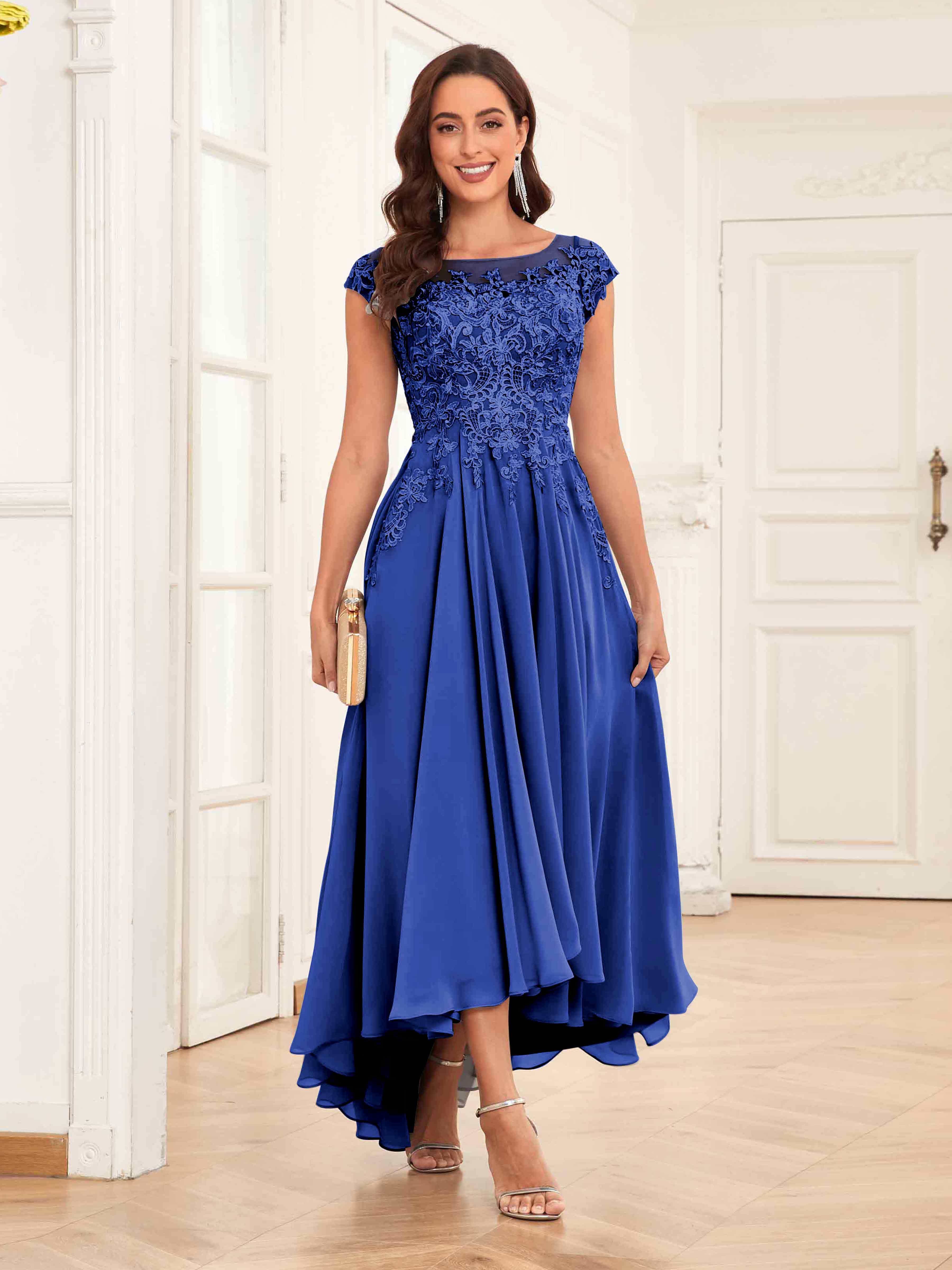 High low royal blue bridesmaid dresses best sale